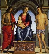 Pietro Perugino Madonna with Child Enthroned between Saints John the Baptist and Sebastian oil